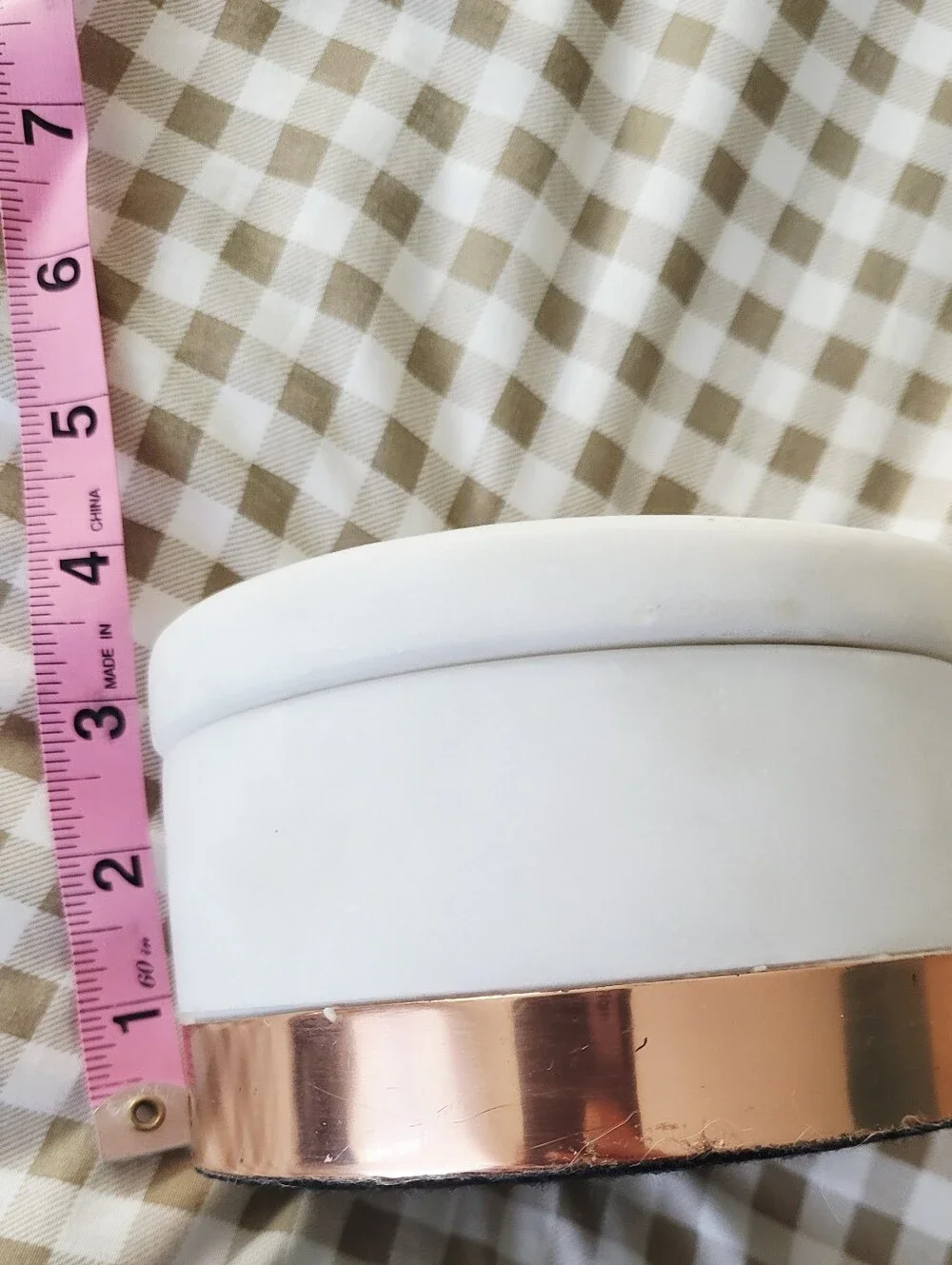 William Sonoma Round White Marble Salt & Pepper Keeper With Copper Base